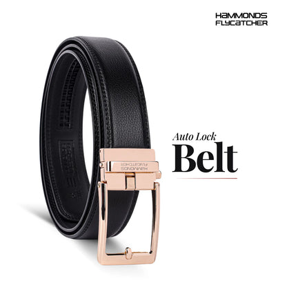 Premium Genuine Leather Belt for Men with Auto Lock, Slide Lock Design - Perfect for Everyday Wear
