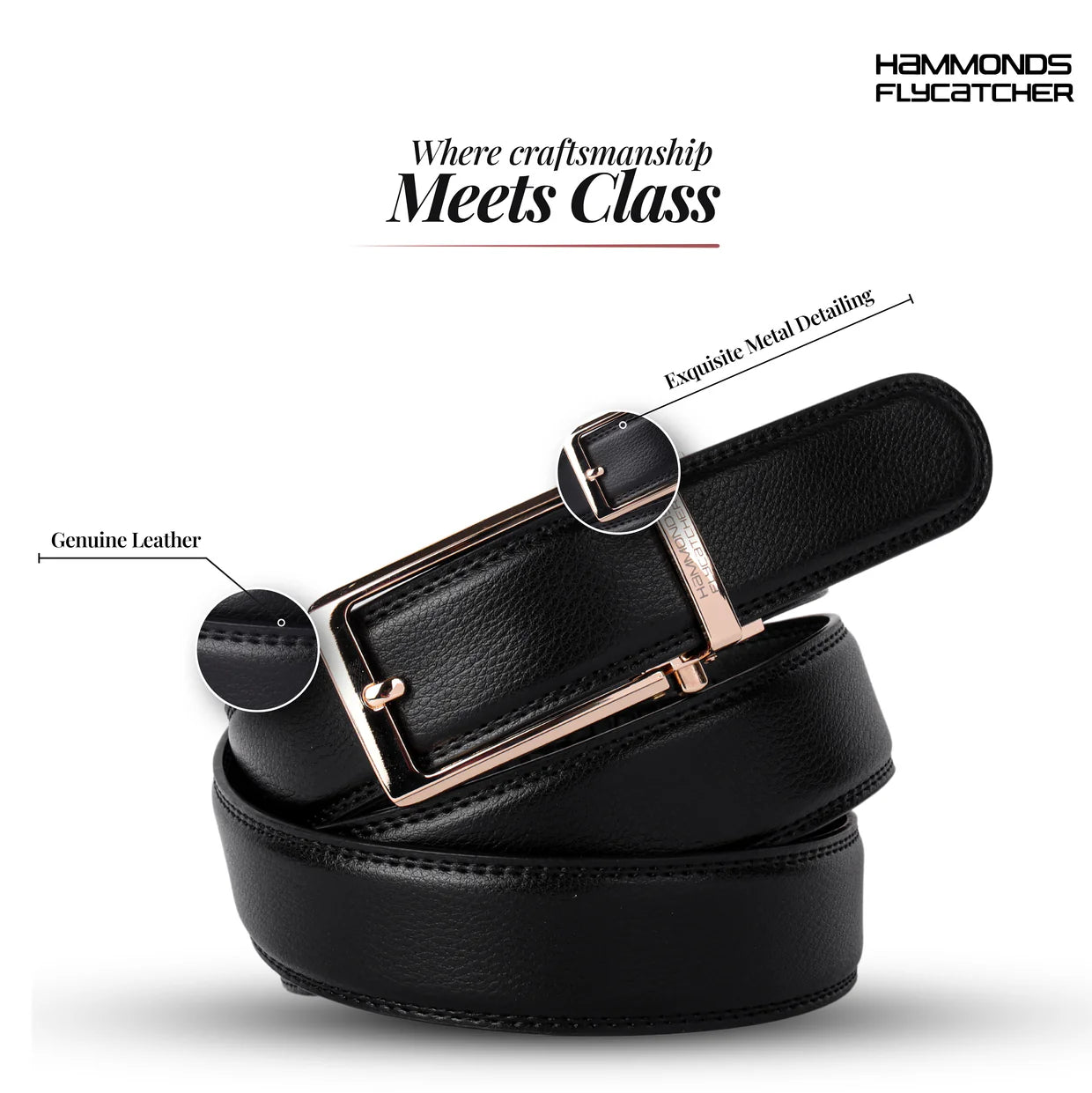 Premium Genuine Leather Belt for Men with Auto Lock, Slide Lock Design - Perfect for Everyday Wear