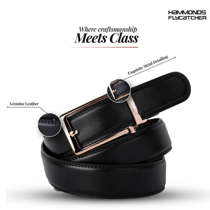 Premium Genuine Leather Belt for Men with Auto Lock, Slide Lock Design - Perfect for Everyday Wear