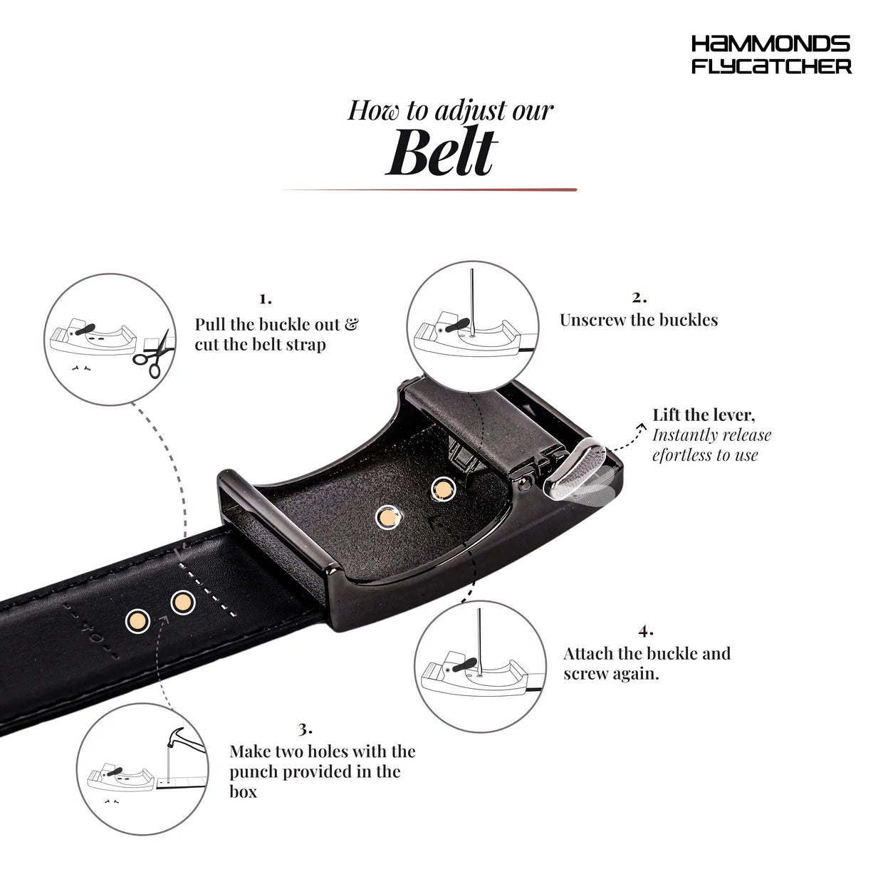 Men's Premium Leather Belt with Auto Lock, Slide Lock & Hidden Tail - Stylish Everyday Wear