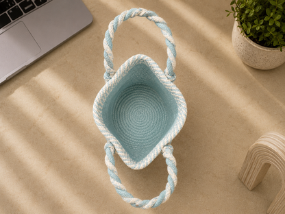Raksha Bandhan Gift Hamper Basket – Handmade Cotton Rope Basket with Handle
