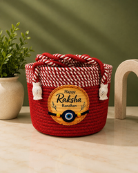 Raksha Bandhan Gift Hamper Basket – Handmade Cotton Rope Basket with Handle
