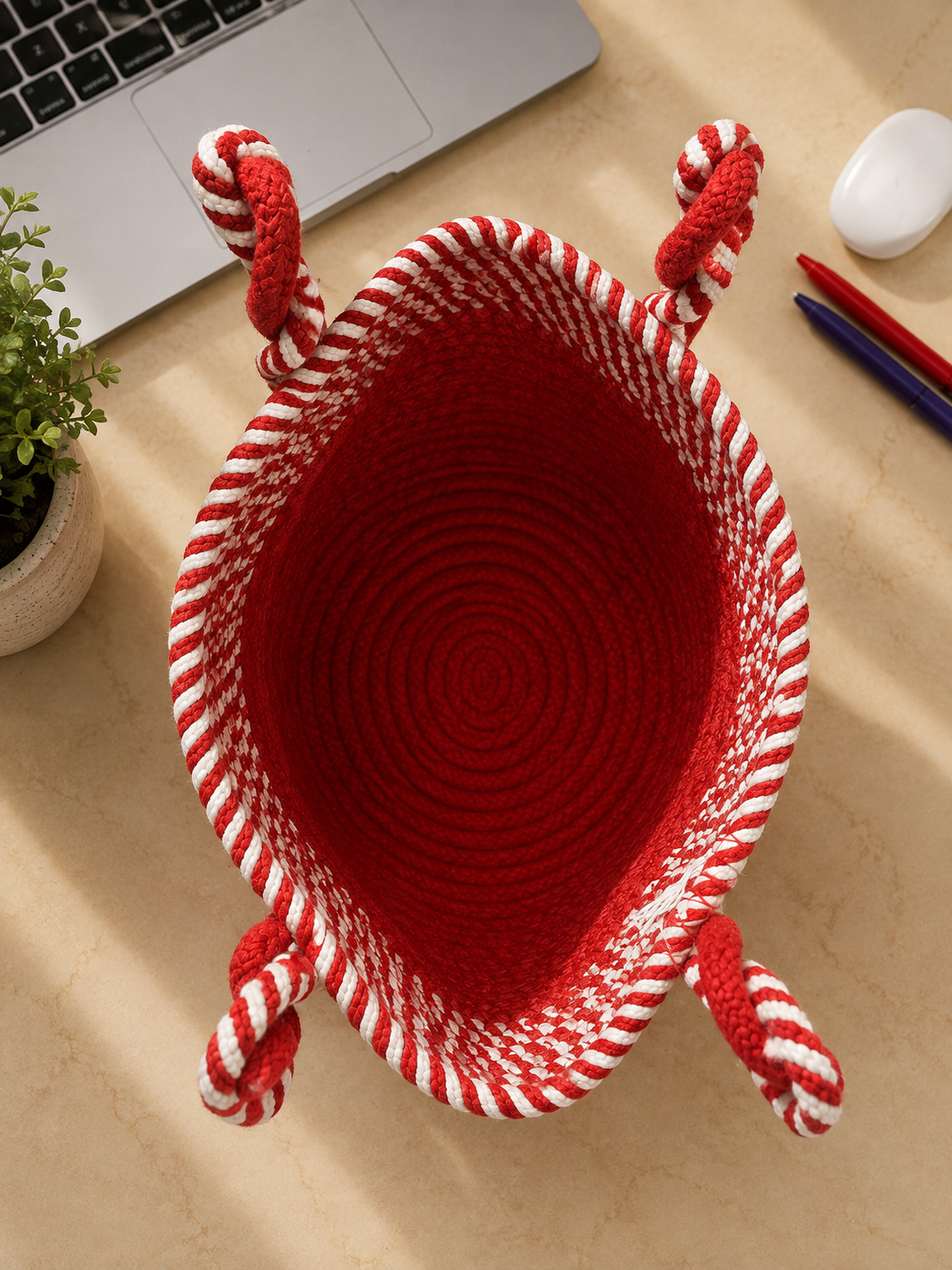 Raksha Bandhan Gift Hamper Basket – Handmade Cotton Rope Basket with Handle
