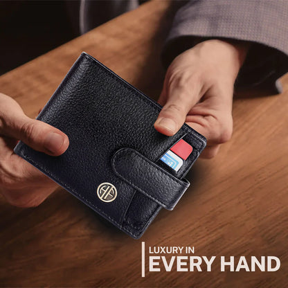 Men's Leather Wallet - 5 Card Slots, 2 Currency Pockets, RFID Protection - Perfect Gift for Valentine's, Father's Day, Birthdays