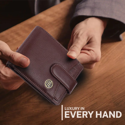 Men's Leather Wallet - 5 Card Slots, 2 Currency Pockets, RFID Protection - Perfect Gift for Valentine's, Father's Day, Birthdays