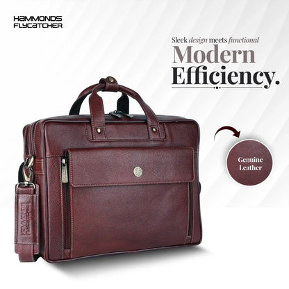 Genuine Leather Expandable Laptop Bag for Men with Adjustable Strap - Fits Upto 15.6" Laptop/MacBook - 1 Year Warranty