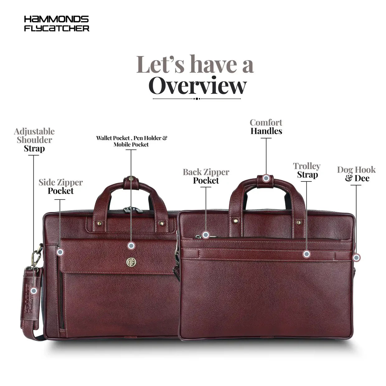 Genuine Leather Expandable Laptop Bag for Men with Adjustable Strap - Fits Upto 15.6" Laptop/MacBook - 1 Year Warranty