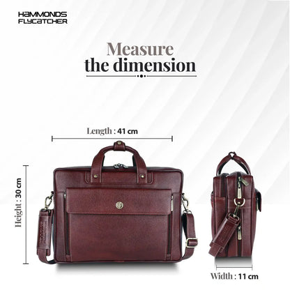 Genuine Leather Expandable Laptop Bag for Men with Adjustable Strap - Fits Upto 15.6" Laptop/MacBook - 1 Year Warranty