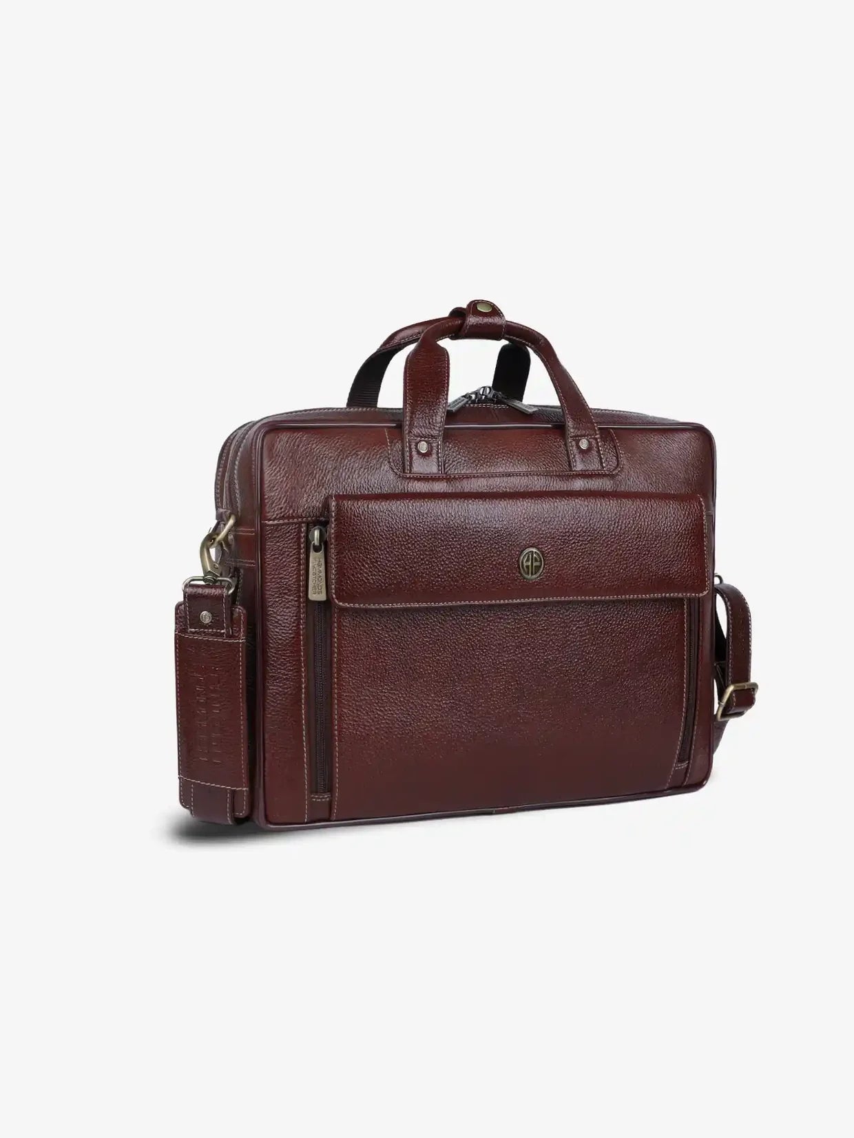 Genuine Leather Expandable Laptop Bag for Men with Adjustable Strap - Fits Upto 15.6" Laptop/MacBook - 1 Year Warranty