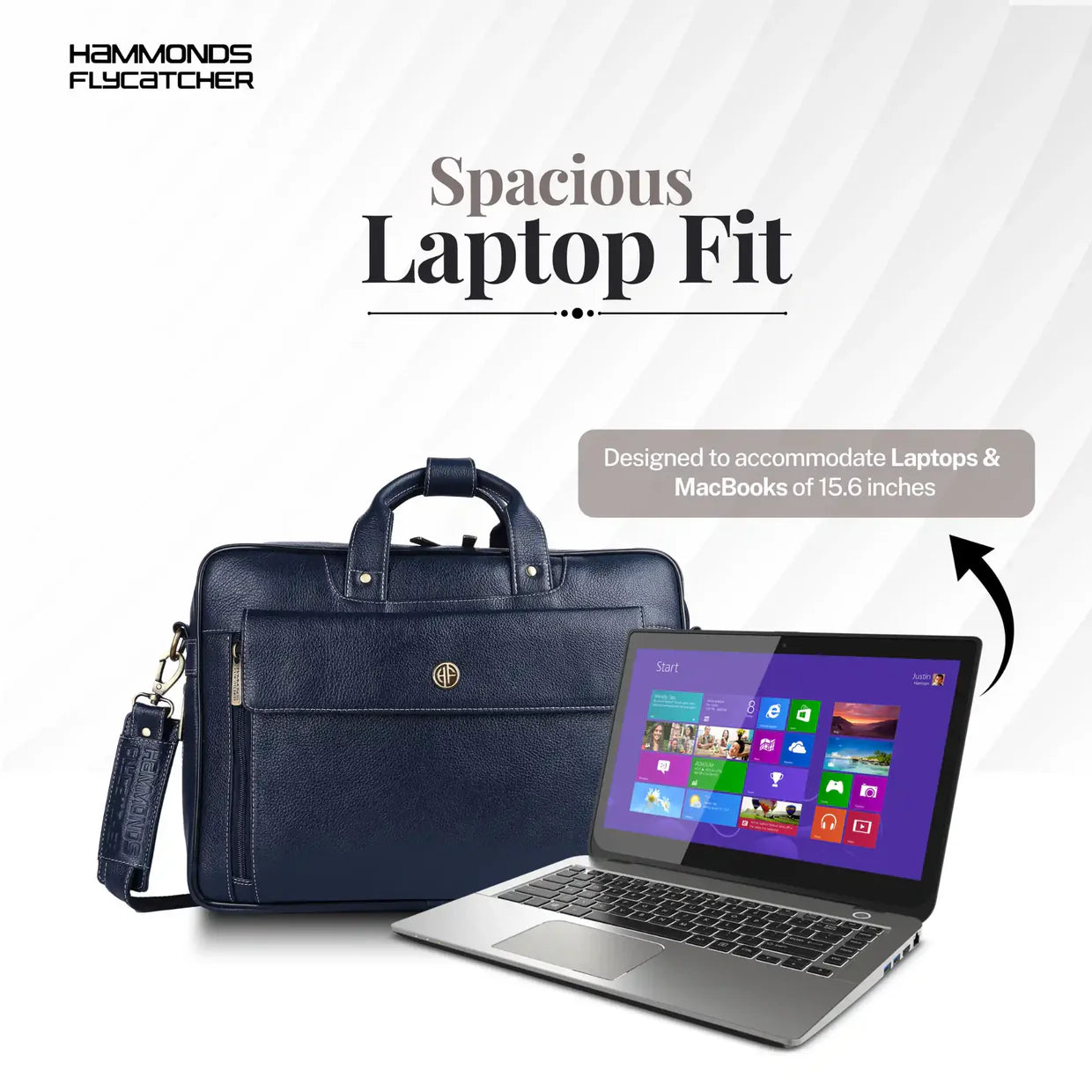 Genuine Leather Expandable Laptop Bag for Men with Adjustable Strap - Fits Upto 15.6" Laptop/MacBook - 1 Year Warranty