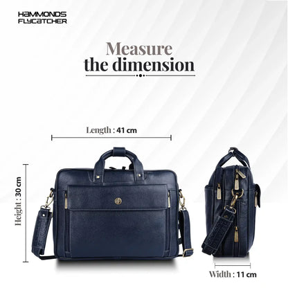 Genuine Leather Expandable Laptop Bag for Men with Adjustable Strap - Fits Upto 15.6" Laptop/MacBook - 1 Year Warranty