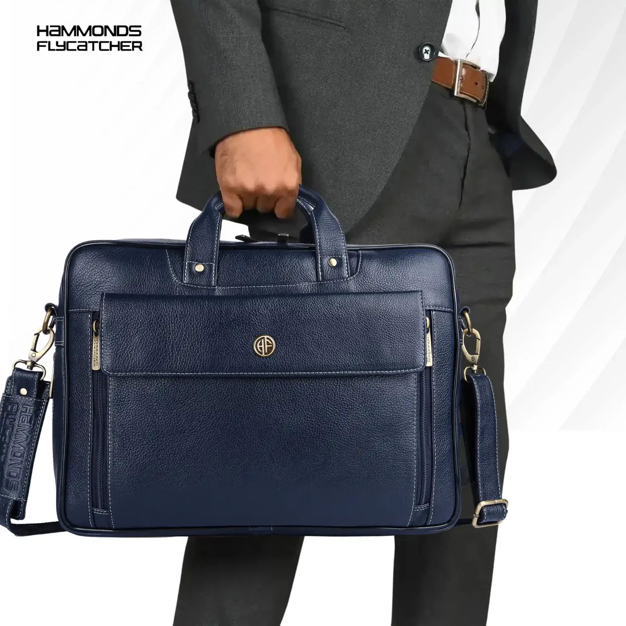 Genuine Leather Expandable Laptop Bag for Men with Adjustable Strap - Fits Upto 15.6" Laptop/MacBook - 1 Year Warranty