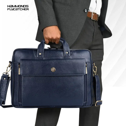 Genuine Leather Expandable Laptop Bag for Men with Adjustable Strap - Fits Upto 15.6" Laptop/MacBook - 1 Year Warranty
