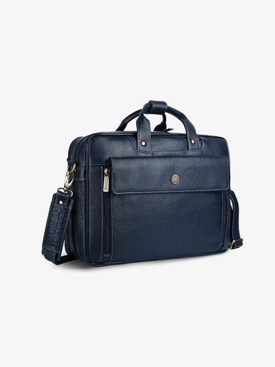 Genuine Leather Expandable Laptop Bag for Men with Adjustable Strap - Fits Upto 15.6" Laptop/MacBook - 1 Year Warranty