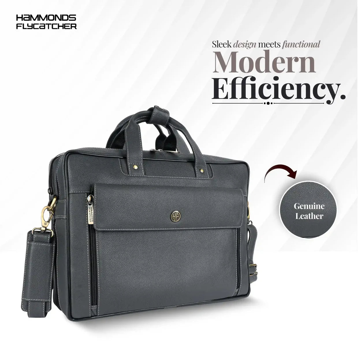 Genuine Leather Expandable Laptop Bag for Men with Adjustable Strap - Fits Upto 15.6" Laptop/MacBook - 1 Year Warranty