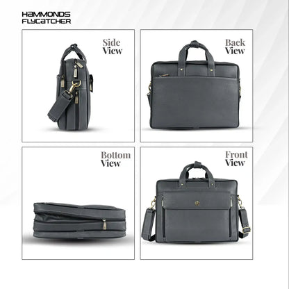 Genuine Leather Expandable Laptop Bag for Men with Adjustable Strap - Fits Upto 15.6" Laptop/MacBook - 1 Year Warranty
