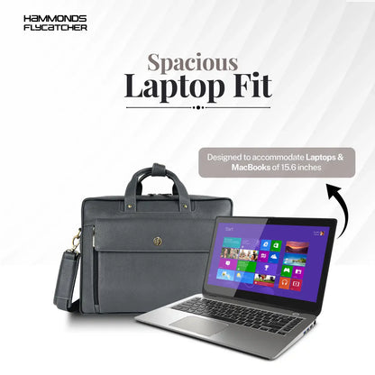 Genuine Leather Expandable Laptop Bag for Men with Adjustable Strap - Fits Upto 15.6" Laptop/MacBook - 1 Year Warranty