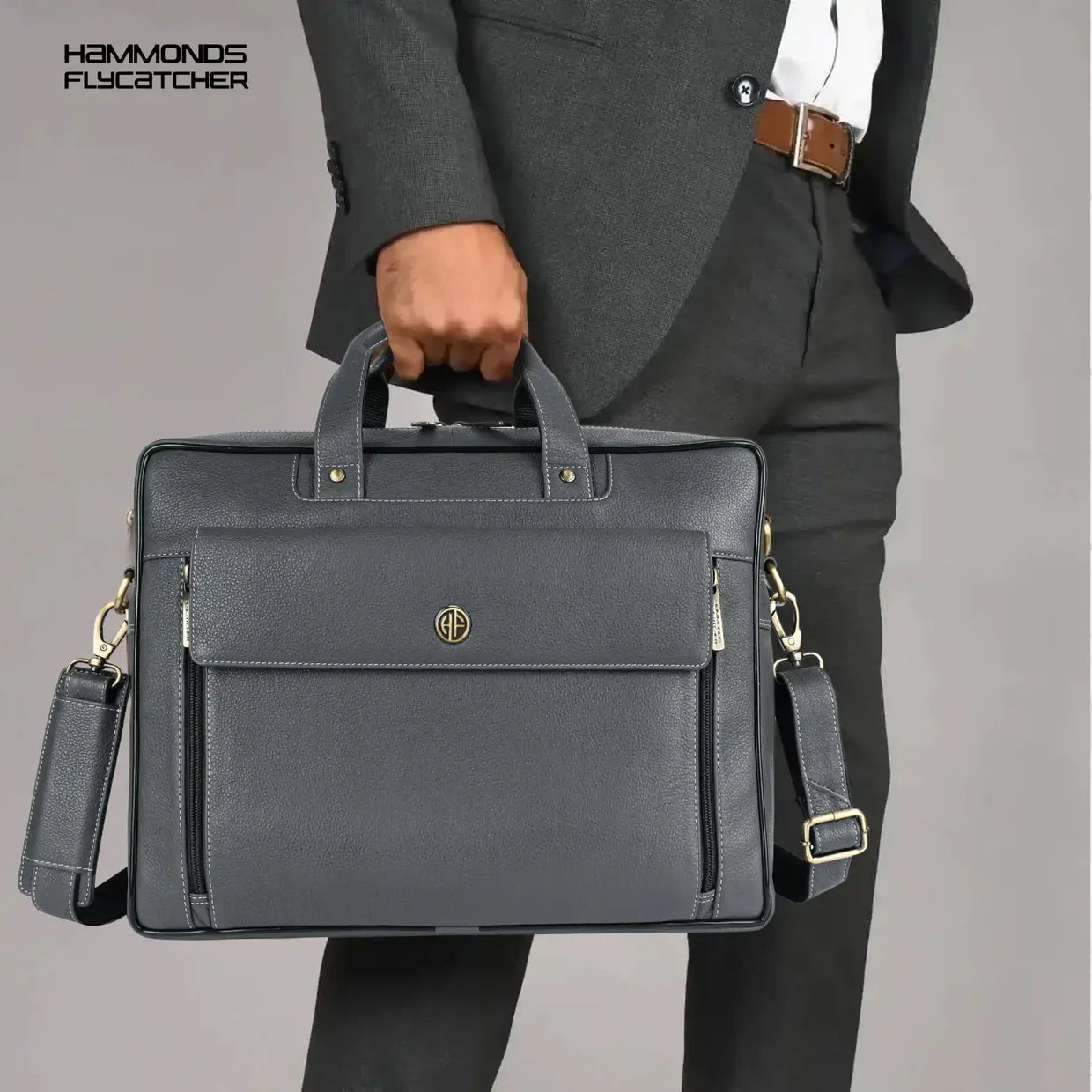 Genuine Leather Expandable Laptop Bag for Men with Adjustable Strap - Fits Upto 15.6" Laptop/MacBook - 1 Year Warranty